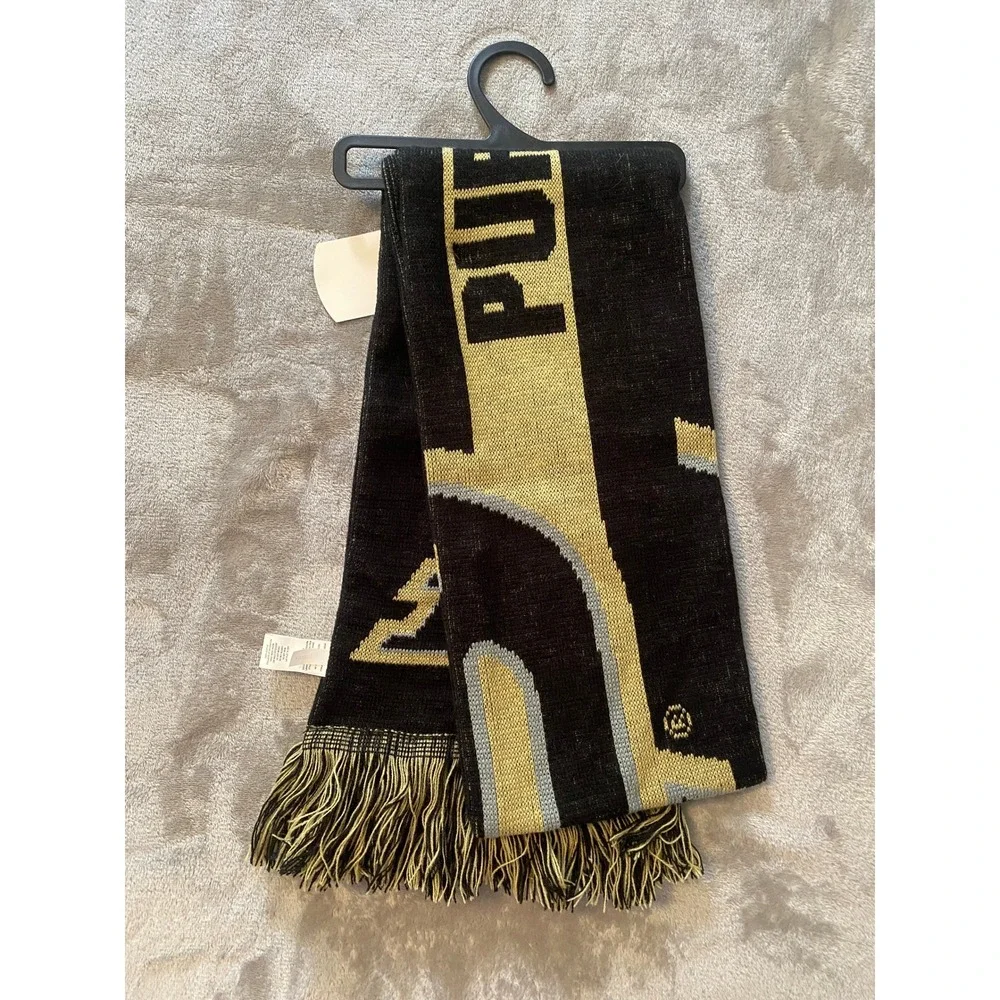 NWT‎ Purdue Scarf Unisex OS Black Gold Boilermakers Knit Fringe NCAA